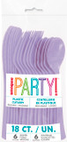 Plastic Cutlery kit Lavender Contains 18 units