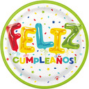 7" Feliz Cumpleanos (Spanish Happy Birthday) Balloon Décor Birthday Plates  8ct
