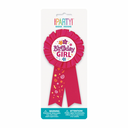 Pink birthday ribbon badge
