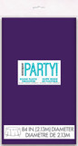 Deep purple round plastic tablecover, 84-inch party tablecloth