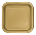 16ct Gold Paper Square Plates 7"