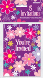 8 Invitations Happy Birthday Blossom flower patter