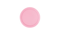 Pack of 16 lovely pink 8.5-inch paper plates in clear packaging.