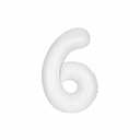 Oversized white number six foil balloon for event display