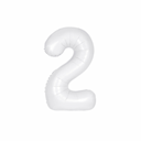 Large white numeral two balloon with matte finish