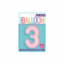Matte pastel pink number 3 foil balloon for birthday decoration