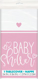 Pink Hearts Baby Shower Rectangular Plastic Table Cover 54"x84"