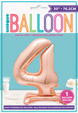 30-inch rose gold self-standing number 4 foil balloon