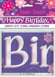 Foil Birthday Blossoms Banner 12 ft