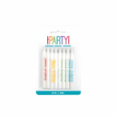 White birthday candles with colorful happy birthday lettering