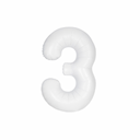 Simple white number 3 balloon for celebration display