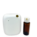 This image captures the MiamiScent Intelligent Nano Atomization Scent Diffuser alongside its 200ML capacity fragrance bottle, illustrating the diffuser's generous size and easy refill capability. The bottle's design complements the diffuser, highlighting the seamless integration of form and function for an enhanced aromatherapy experience.