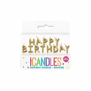 Birthday cake candles spelling Happy Birthday