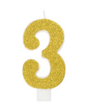 Glitter Number 3 Birthday Candle - Assorted