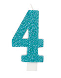 Glitter Number 4 Birthday Candle - Assorted Colors