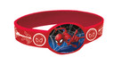 Red Spider-Man bracelet with an image of Spider-Man and spider web designs.