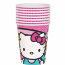 Paper cups with Hello Kitty design displayed together