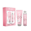 Melina Gift Set for Women with fragrance mist and moisturizing lotion in pink packaging