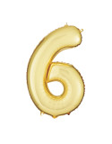 34-inch metallic gold number 6 balloon for birthdays, anniversaries, and milestone celebrations.