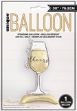 Standing champagne glass foil balloon with Cheers design