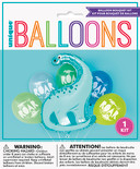 Giant 33-inch dinosaur foil balloon with five 12-inch printed latex balloons
