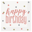birthday glitz rose gold small paper napkins 16-count