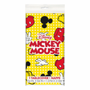 Mickey Mouse plastic tablecover spread over a rectangular party table