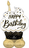 Multicolored 28-inch cupcake foil balloon with confetti sprinkles and Make a Wish message