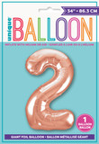 34" Giant Balloon Numeral Number 2 Rose Gold