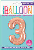 Giant 34-inch rose gold number 3 foil balloon