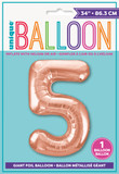 34-inch rose gold number 5 foil balloon for birthday decorations