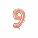 Oversized rose gold number nine balloon for party setup
