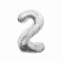 Shiny silver number 2 balloon for celebration display