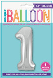 34" Balloon Number 1 Silver