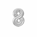 Oversized silver foil balloon shaped like number eight