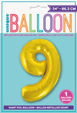 34" Balloon Number 9 Gold