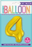 Giant Ballon Numeral number 4 Gold