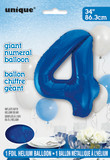 34" Giant Balloon Numeral Number 4 Blue