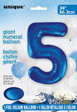 Giant Balloon Numeral number 5 blue
