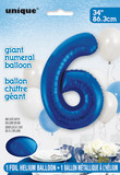 Giant Balloon Numeral number number 6 blue