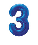 34" Giant Numeral Balloon Number 3 Blue
