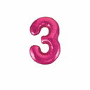 Bold hot pink number 3 balloon for celebration
