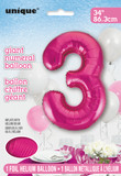 Giant Balloon Numeral number 3 Rose