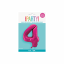 Bold hot pink number 4 balloon for celebration display