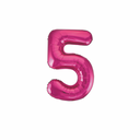 Bright pink numeral five foil balloon for party setup