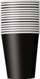 Packaged set of 14 black party cups, 9 oz capacity.