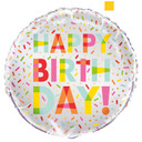 18-inch Happy Birthday Donut Party foil balloon with colorful donut graphics