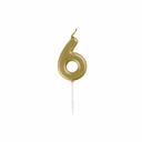 Birthday cake topper candle shaped as number 6