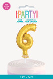 5" Gold Cake Topper Number 6 Shaped Balloon