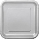 14ct Silver Square Dinner Paper Plates 9"